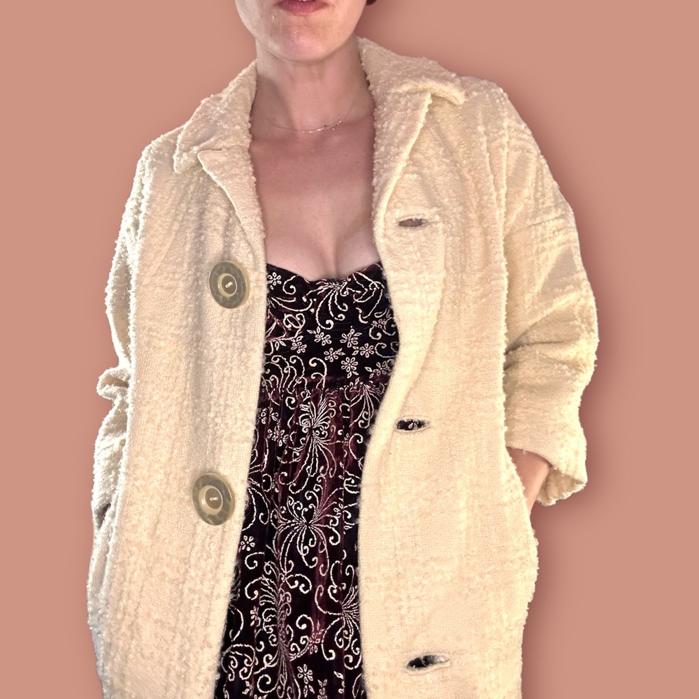 Vintage 1960s Boucle 3/4 Sleeve Coat - Picture 1 of 6